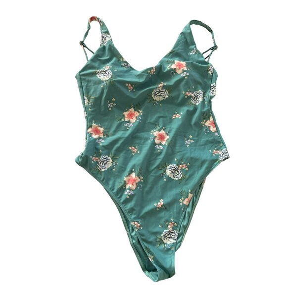ONeill Sz XL One Piece Floral Swimsuit Green Bathing Suit NWT - Picture 4 of 6